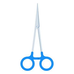 blue surgical scissors forceps on isolated white