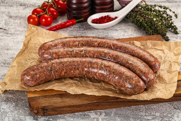 Raw beef and lamb sausages