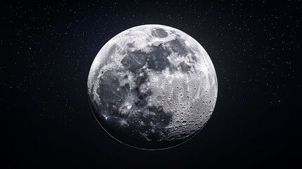Fototapeta premium Detailed view of the moon with visible craters against a backdrop of distant stars in the night sky