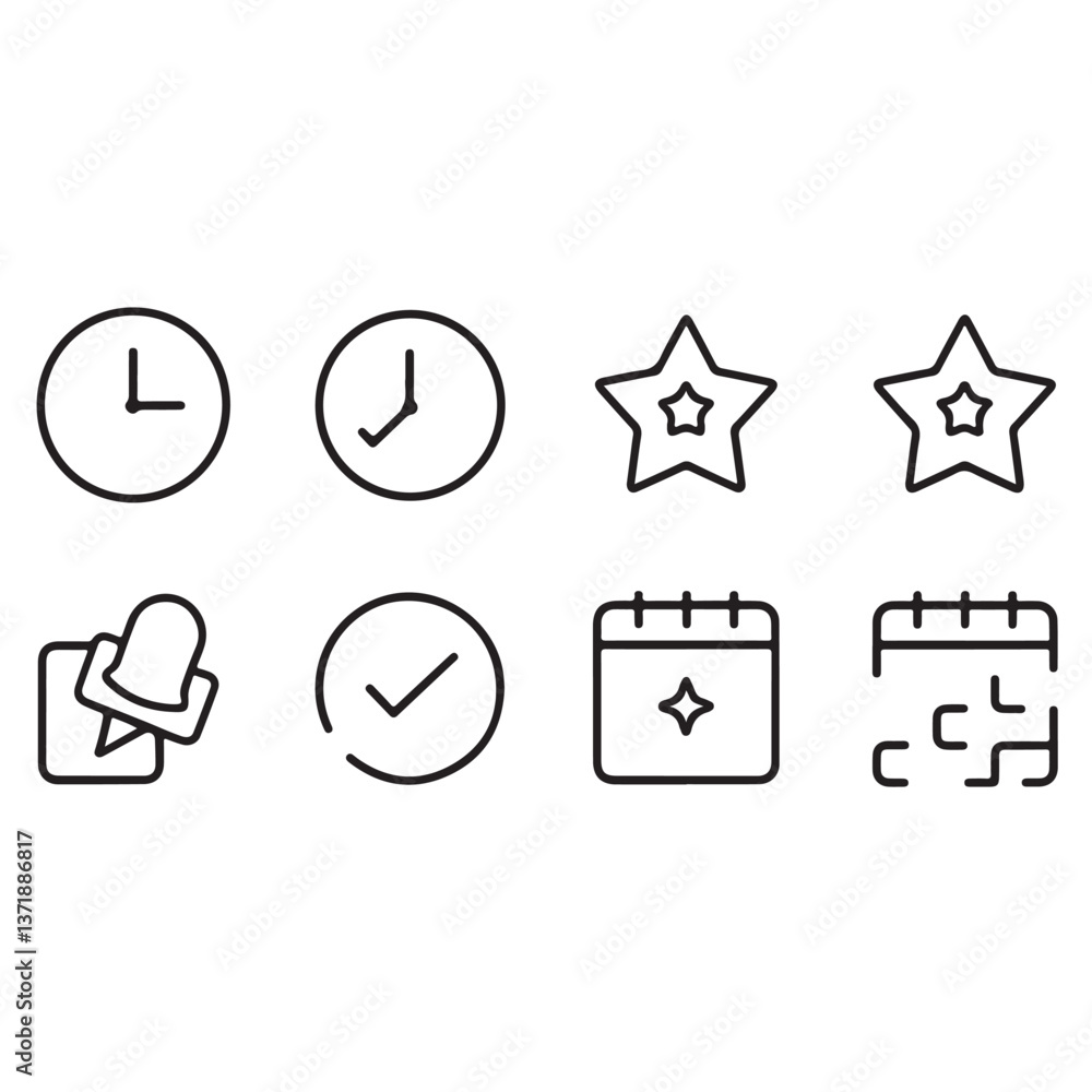 Poster calendars thin line icon set. symbol collection in transparent background. editable vector stroke.