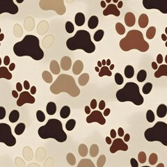 Fototapeta premium Dog Paw Seamless Pattern Ai generative