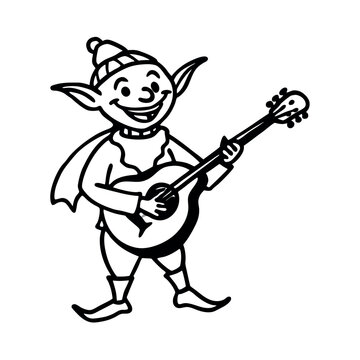 recommend clip art: Happy goblin Playing a Musical Instrument