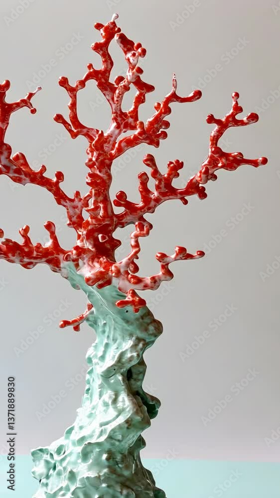 Aufkleber colorful coral sculpture with intricate branch patterns displayed in artistic setting