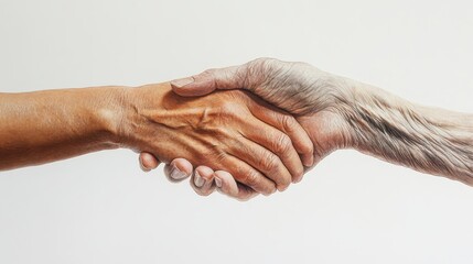 Fototapeta premium Young hands hold old hands,Help for the elderly concept,Holding hands Asian senior or elderly old lady woman patient with love, care, encourage, nurse holding old patient hand concept.