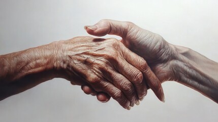 Fototapeta premium Young hands hold old hands,Help for the elderly concept,Holding hands Asian senior or elderly old lady woman patient with love, care, encourage, nurse holding old patient hand concept.