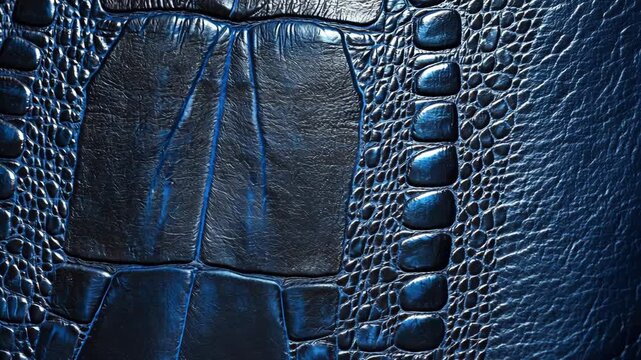 Unique close-up of textured blue leather showcasing intricate crocodile pattern in elegant design suitable for fashion accessories