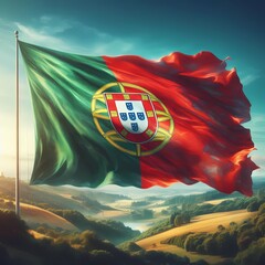 Flag of Portugal. Official colors. Correct proportion. Vector
