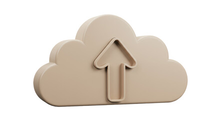 Isolated Neutral Tone Cloud with Upward Arrow Symbol