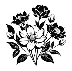 flowers-watercolor--black-and-white vector 3.eps