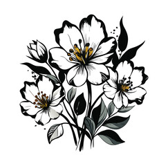 flowers-watercolor--black-and-white vector 12.eps