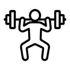Weightlifting Exercise Fitness Icon, athlete performing weighted barbell squat exercise