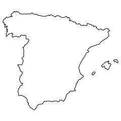 Spain Outline Map, drawing Spain border, isolated for design use