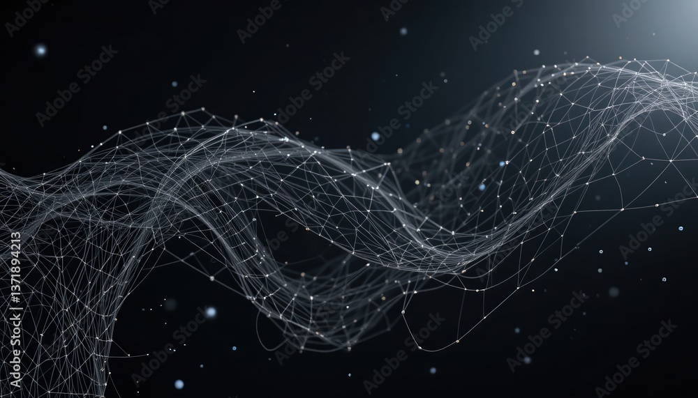 Poster dynamic wave of digital connections abstract space visual representation dark environment close-up p