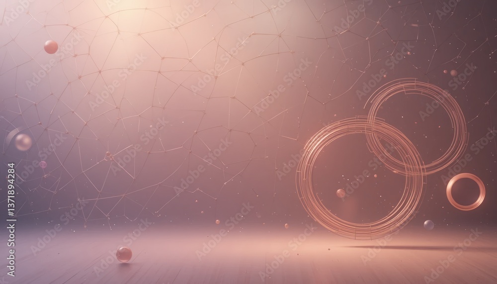 Poster dynamic abstract motion of colorful circles and spheres studio digital art minimalist perspective mo