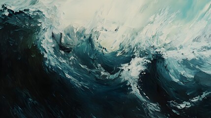 Surreal Ocean Wave Surge with Hidden Sailing Boat