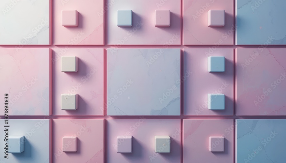 Poster creative abstract pattern design with cubes and pastel colors digital art modern aesthetic studio se