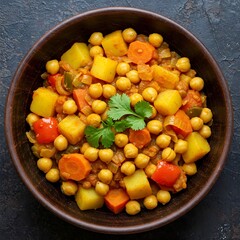 Vegetable Chickpea Curry in a Bowl  