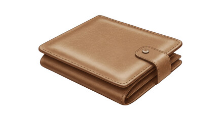 Isolated Leather Wallet with Button Cash and Finance