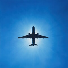 Obraz premium Airplane in bright blue sky