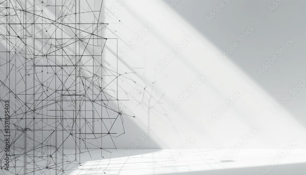 Poster dynamic network visualization abstract space digital art modern environment angled perspective conce