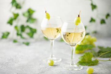 White Wine and soda spritzer drink refreshment. German weinschorle alcoholic drink