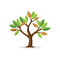 Obraz premium Almond tree isolated flat vector illustration on white background