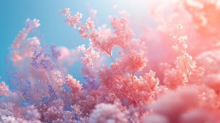 Pink and Purple Flowers Blooming Under a Sunny Sky