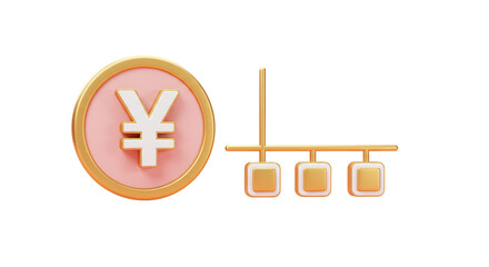 Isolated Yen Coin and Japanese Candlestick Chart