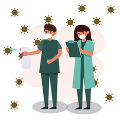 Healthcare Professionals Disinfecting Against Viruses