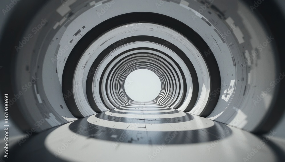 Poster exploring a hypothetical tunnel structure virtual reality environment digital art perspective futuri