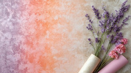 Lavender and Pink Flowers on a Textured Background