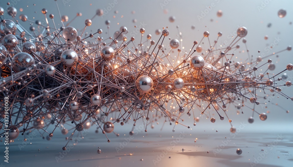 Poster dynamic particle interaction abstract environment 3d animation futuristic design digital art concept