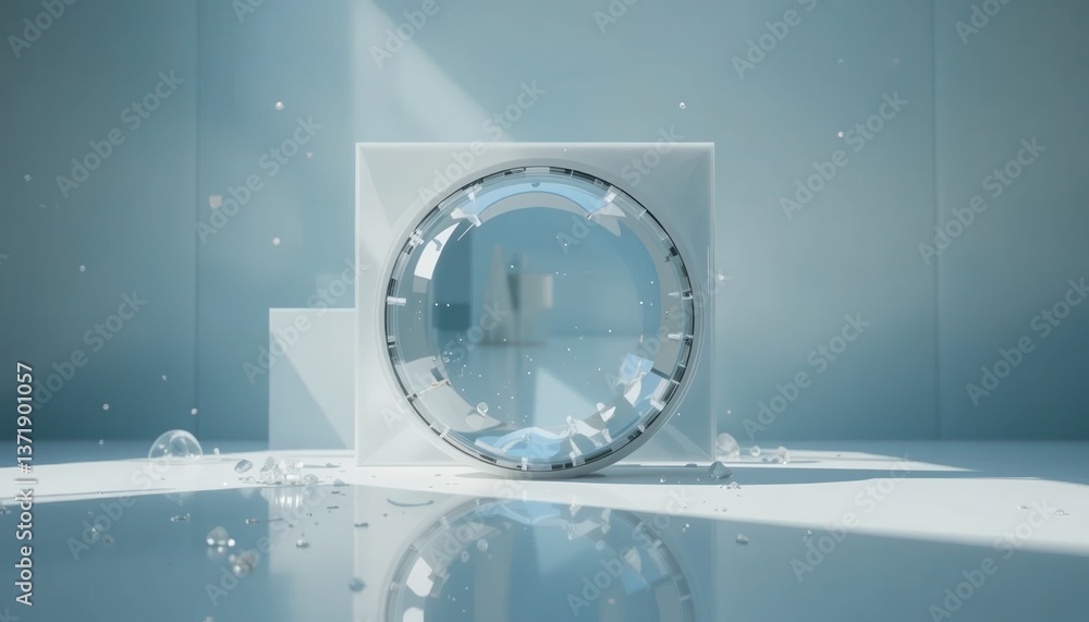 Poster dynamic water interaction studio setting digital artwork minimalist environment close-up view innova