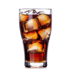 Cola with ice isolated on transparent background