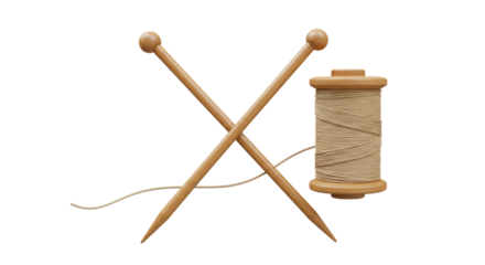 Isolated Knitting Needles and Yarn Spool Crafting