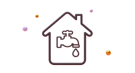 Isolated House Plumbing Icon Water and Sanitation