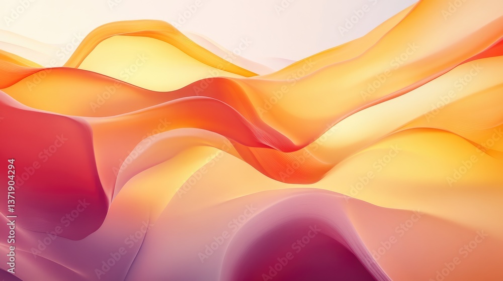 Poster flowing waves of vibrant pastel colors intertwine gracefully, creating a soothing and dynamic visual