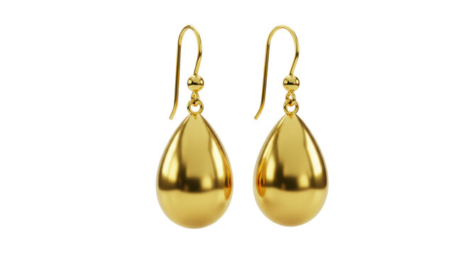 Isolated Pair of Golden Dangle Earrings
