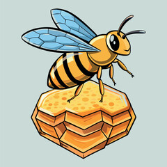 A detailed-watercolor-illustration-of-a-bee 