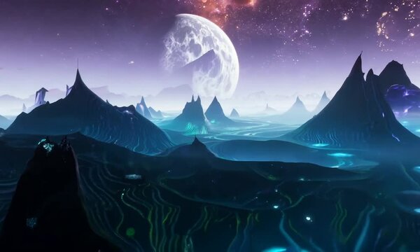 View of the alien planet landscape