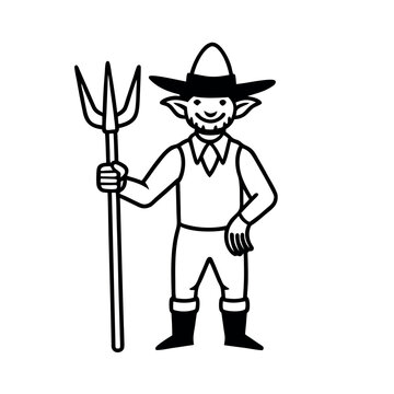 recommend clip art: Happy goblin Farmer with Pitchfork