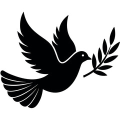 Fototapeta premium A flying-dove-carrying-an-olive-branch-in-its-beak. 