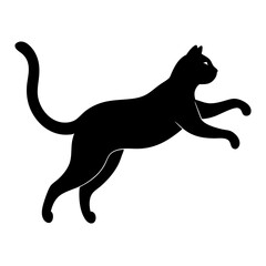 Fototapeta premium Silhouettes of a running dog and cat in a simple black illustration