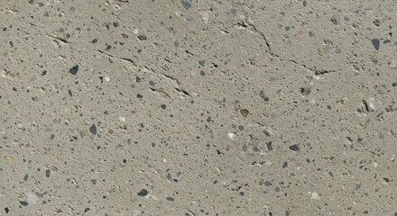 Gray concrete surface with embedded pebbles and cracks