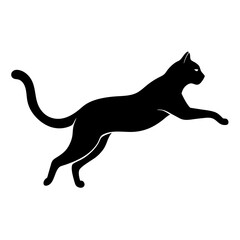 Fototapeta premium Silhouettes of a running dog and cat in a simple black illustration