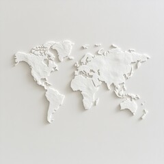 World map made of white material