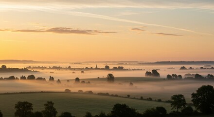 Fototapeta premium Misty Sunrise over a Valley