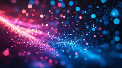 Pink blue particles flowing, digital background, abstract art, website design