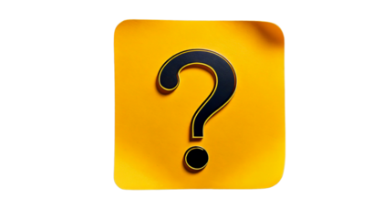 A question mark on a yellow sticker on a transparent background Png