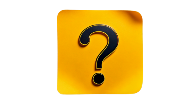 A question mark on a yellow sticker on a transparent background Png